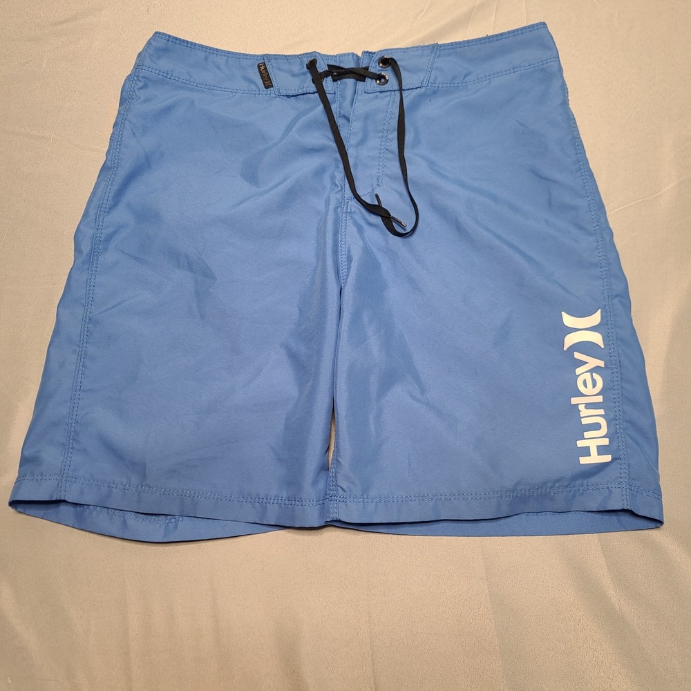 Hurley Board Shorts‎ Mens 27 Blue Recycled Polyester Logo Swim Trunks Surfwear